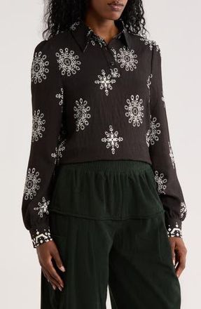 Patrizia Luca Snowflake Embroidered Top in Black at Nordstrom Rack, Size X-Small