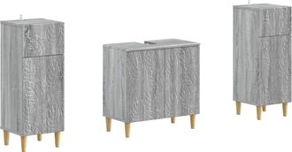 vidaXL Juego De Gabinete De Ba&ntilde;o De 2 Piezas Delft Sonoma Gris Vidaxl