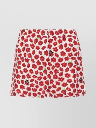 Versace silk strawberry garden knee-length shorts