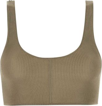 Saint Laurent ribbed silk bralette - women - Silk - M - Neutrals