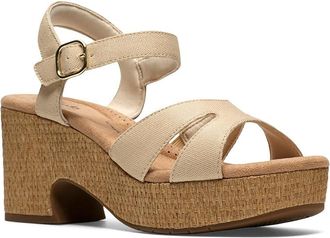 Clarks Nerisa Twist Womens Dress Sandals Natural Canvas Textile : 6.5 B - Medium