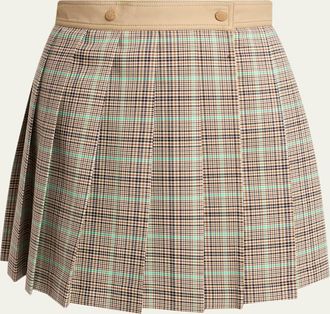 Moncler Pleated Plaid Mini Skirt