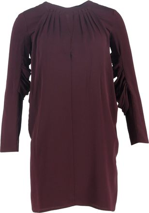 Miu Miu Pleated Mini Dress in Burgundy Silk
