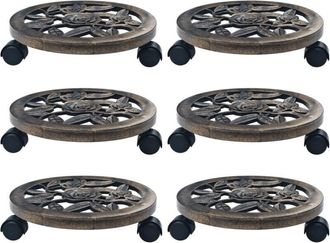 vidaXL Vidaxl - Carrelli Portavasi 6 pz Bronzo 30 cm in Plastica