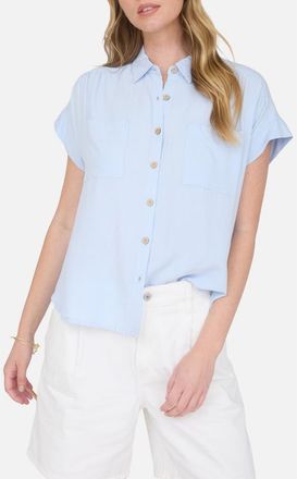 Blu Pepper Solid Short Sleeve Button-Up Shirt in Light Blue at Nordstrom Rack, Size Medium