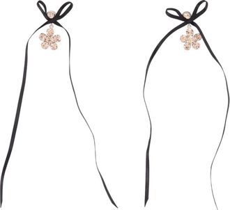 Simone Rocha Mini Daisy Drop Strik Oorbellen - Dames - Oorbellen - Roze - ONE Size - Satijn - Accessoires