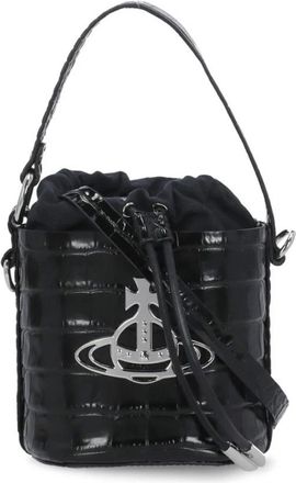 Vivienne Westwood Daisy Drawstring Bucket Bag - Dames - Schoudertassen - Zwart - ONE Size - Leer - Tassen