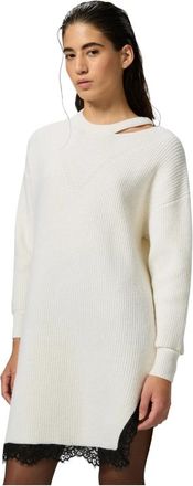 Pinko Distilleria Jurk - Dames - Kleedjes - Wit - XS - Wol - Kleedjes