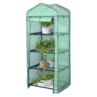 Woltu Invernadero De Jard&iacute;n Para Plantas Con 4 Niveles 69x49x158 Cm Invernadero Tipo Caseta De Jard&iacute;n Cultivos Flores Y Verduras (verde) - Woltu