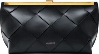Anine Bing Tassen, Dames, Zwart, ONE Size, Leer, Clutch Gevlochten Leer