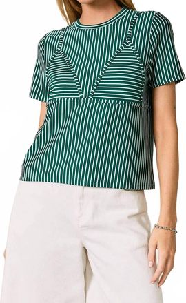 Le Lis Blanc Deux Bikini Short Sleeve Tee In Green White Stripe