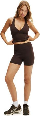 Cotton On Womens Active Ultra Soft Invisible Scrunch Shortie Short in French Roast at Nordstrom, Size Medium