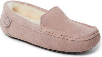 Dearfoams Fireside Mel Genuine Shearling Moccasin Slippers in Dusty Pink at Nordstrom, Size 10