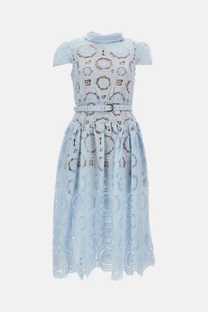 Self Portrait Blue Floral Lace Midi Abito