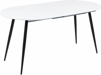 Beliani Tavolo da pranzo ovale allungabile moderno con piano in MDF e gambe in acciaio, bianco e nero 120/160 x 80 cm Starverto