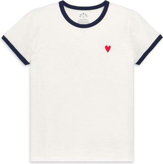 primary Adult Embroidered Heart Ringer Tee in Ivory at Nordstrom, Size X-Large