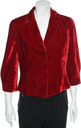 Emporio Armani Red Velvet Button Front Blazer