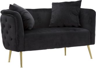 Mauro Ferretti Sof&aacute; de tela negro con patas doradas cm 127x74x71