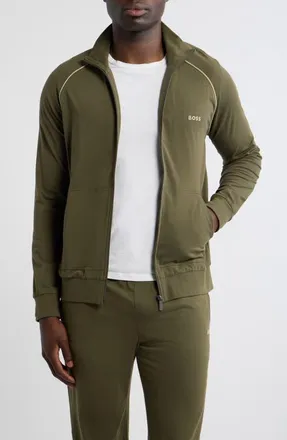 BOSS Mix & Match Full Zip Hoodie in Open Green at Nordstrom, Size Xx-Large