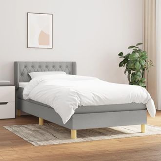 vidaXL Cama Box Spring Con Colch&oacute;n Tela Gris Claro 90x200 Cm Vidaxl