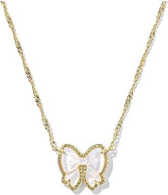 Kendra Scott Haley Bow Short Pendant Womens Necklace Womens Necklace Gold Ivory Mother Of Pearl, Brass