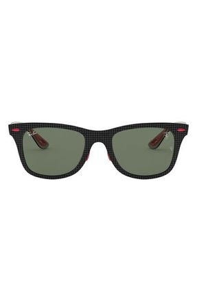 Ray-Ban 52mm Square Sunglasses in Carbon /Matte Allutex /Green at Nordstrom