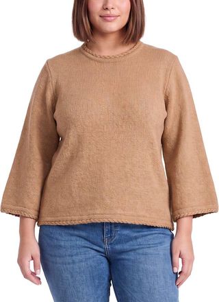 Anne Klein Plus Braid Trim Wool-Blend Sweater