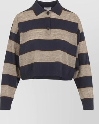 Brunello Cucinelli long sleeve polo shirt striped design