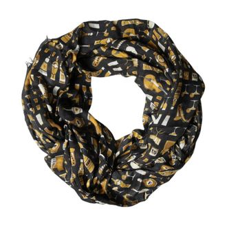 Dolce & Gabbana Scarves, male, Black, Size: ONE SIZE Jazz Club Print Neck Wrap Shawl Scarf