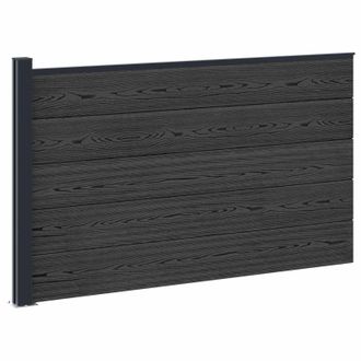 vidaXL Panel De Valla Wpc Y Aluminio Negro Vidaxl