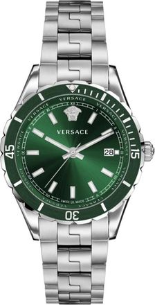 Versace Heren Hellenyium Horloge Groene Wijzerplaat - Heren - Horloges - Grijs - ONE Size - Accessoires