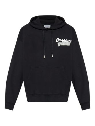 Off-white tape-logo cotton hoodie - men - Cotton - L - Black