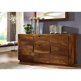Massivmoebel24 credenza in legno di Sheesham / palissandro 150x45x75 Noce laccato duke 125