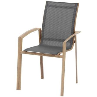 Hesperide Hesperide - Sill&oacute;n De Jard&iacute;n Apilable Axant Aluminio Y Texaline Gris Pimienta Y Miel - Hesp&eacute;ride