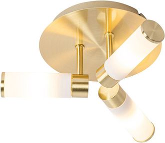 QAZQA Lampada da soffitto bath - Moderno - Acciaio,Vetro - Oro/Ottone - Tondo Max. 3 x Watt - Qazqa