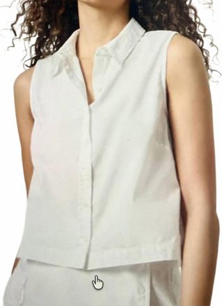 Lilla P Eyelet Collar Sleeveless Shirt In White