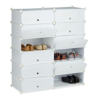 Relaxdays Relaxdays - Zapatero Xxl Con Puertas, Pl&aacute;stico, Blanco, 108x94x37 Cm