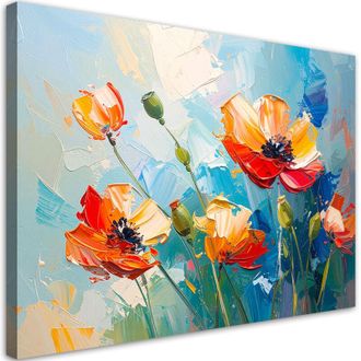 Artgeist Quadro su tela, Papaveri rossi Fiori imitazione pittura ad olio - 60x40