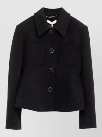 Chlo&eacute; textured nylon blend coat front pockets