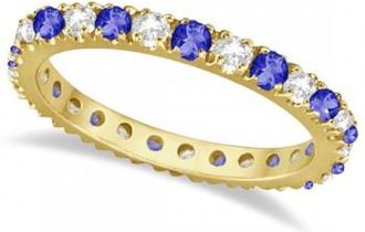 Allurez Tanzanite & Diamond Eternity Stackable Ring Band 14K Yellow Gold (0.75ct)