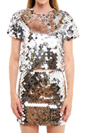 endless rose Sequin Top in Silver at Nordstrom, Size X-Small