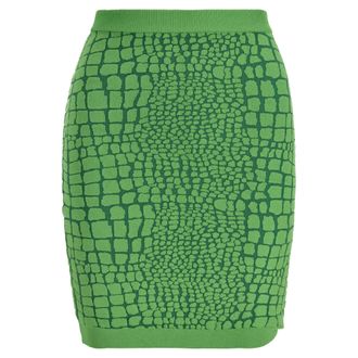 Moschino Cheap and Chic Animal Pattern Mini Skirt in Green Rayon