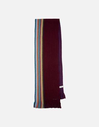 Paul Smith Mens PS Paul Smith Multi Edge Rev Scarf 28 Burgundy - Size: ONE size