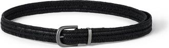Brunello Cucinelli Stretch braided leather belt in Black at Nordstrom, Size Xx-Large
