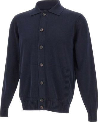 FILIPPO DE LAURENTIIS Cardigan - Heren - Vesten - Blauw - 4XL - Katoen - Truien & Vesten