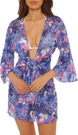 BECCA by Rebecca Virtue Lanai Mesh Cover-Up Tunic in Purple Multi at Nordstrom, Size Medium