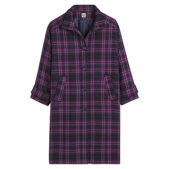 La Redoute Collections Maxi lange, geruite jas, volop winter