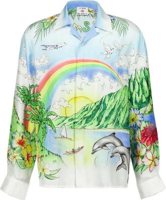 Casablanca Aloha Lange Mouwen Shirt - Heren - Casual Overhemden - Veelkleurig - L - Overhemden