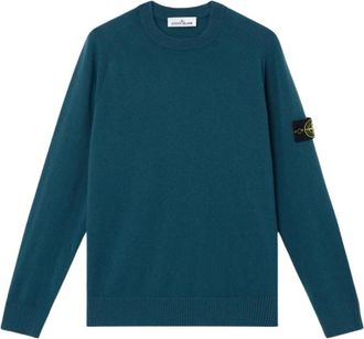 Stone Island Rondgebreide trui - Dames - Ronde hals truien - Blauw - 2XL - Wol - Truien & Vesten