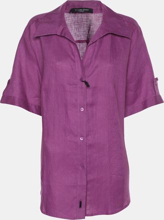 Marina Rinaldi Marina Sport By Marina Rinaldi Purple Linen Short Sleeve Shirt